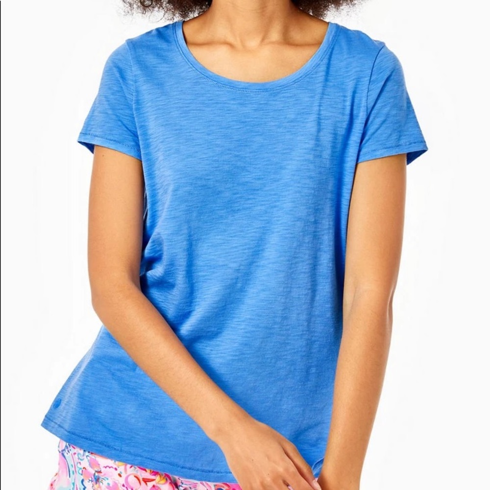 Lilly Pulitzer Etta scoop neck top saltwater blue